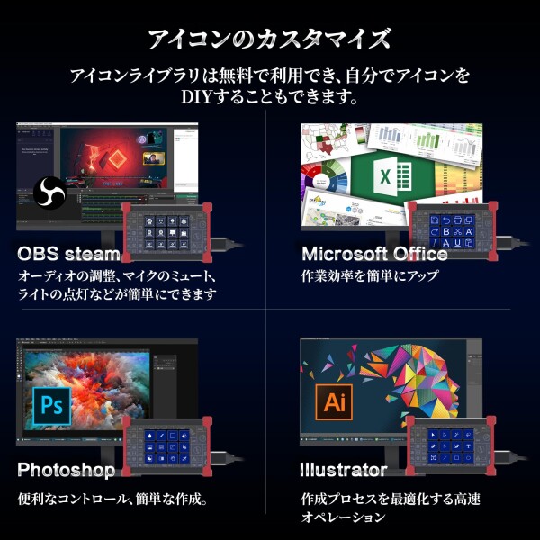 TreasLin ビデオキャプチャーボード、Stream Dock タッチスクリーンスタジオコントローラ付き、OBS、Twitch、YouTubeなどのアプリやソフトウェアでアクションをトリガー、4K HDMIパススルー、1080P_4