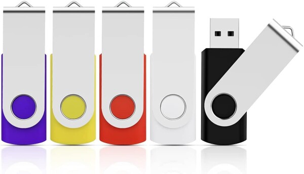 KOOTION USBメモリ 64GB 5個セット フラッシュドライブ USB2.0 サムドライブ バックアップメモリ USBドライブ64GB 360度回転式 コンパクト フラッシュメモリー (ブラック、ホワイト、レッド、イ