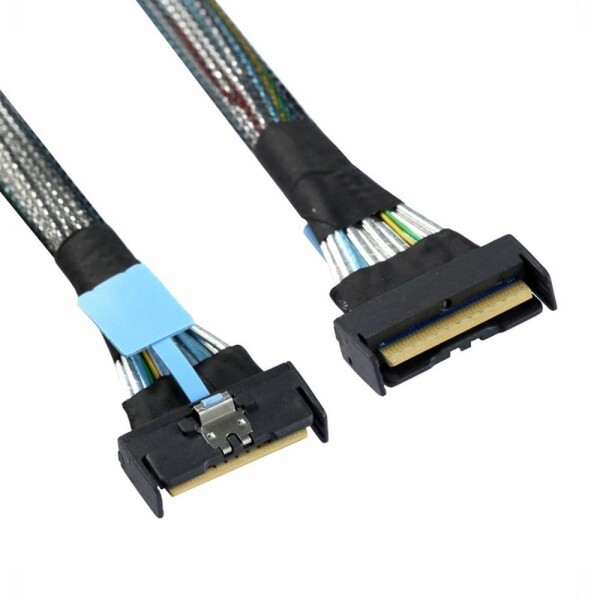 CY Cable PCI-E 5.0 Mini Cool Edge IO MCIO STR PCI-E 8i 74ピン オス - MCIO 74ピン オス 延長ケーブル 50cm