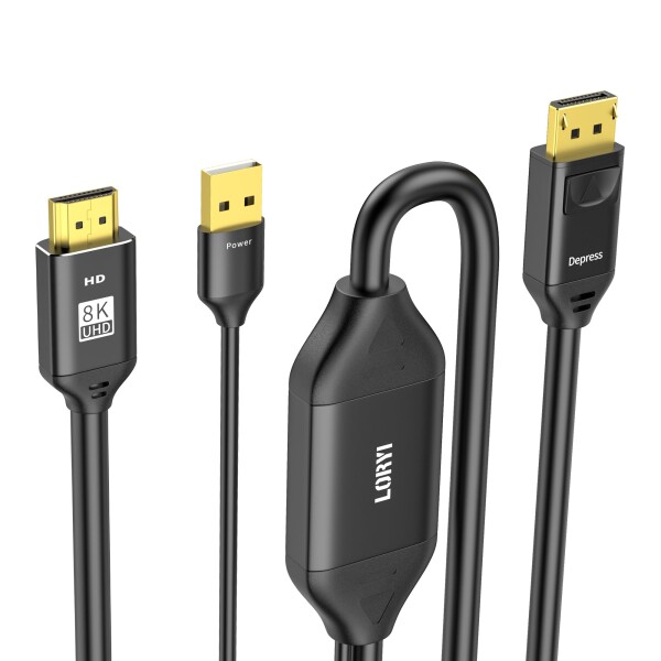 8K HDMI to DisplayPort ケーブル 4K@120Hz USB 電源対応 Xbox Series X PS4 PS5 PS4 Pro HDMI 2.1 to DisplayPort 1.4 アダプター ケーブル 2m、単方向 HDMI to DP