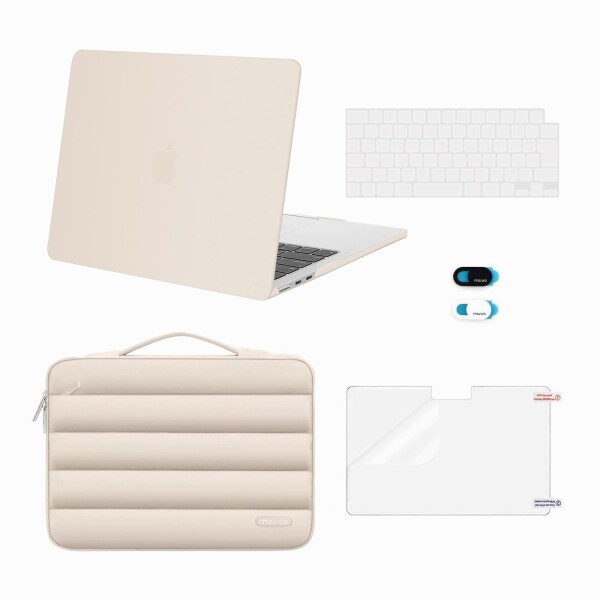 MOSISO 対応機種 MacBook Air ケース 13インチ M4 M3 M2チップ 2026-2022発売 A3240 A3113 A2681、対応機種 MacBook Air 13.6インチ (プラスチック)ハードシェルケース & フリースリーブバッグ & (日本語 JIS配列