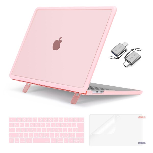 MOSISO 対応機種 MacBook Pro 13インチ ケース M2 2025-2016 A2338 M1 A2251 A2289 A2159 A1989 A1708 A1706、頑丈な耐衝撃 シェルカバー & (日本語 JIS配列)キーボードカバー & 液晶保護フィルム & 2個セットのタ