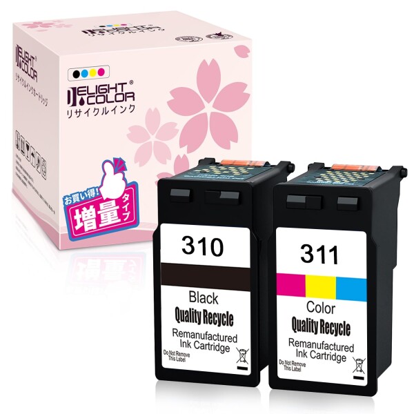 Deghtcolor 再生インク Canon（キャノン）用BC-310 +BC-311（ブラック+カラー） 2個セットBC310XL BC311XL 染料C-310+C-311 残量表示付 PIXUS - (MP493, MP490, MP480, MP280, MP270, MX420, MX350, iP2700)