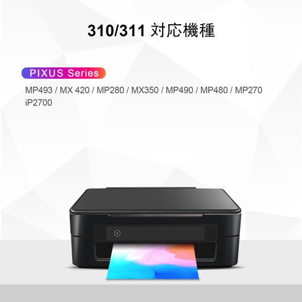 Deghtcolor 再生インク Canon（キャノン）用BC-310 +BC-311（ブラック+カラー） 2個セットBC310XL BC311XL 染料C-310+C-311 残量表示付 PIXUS - (MP493, MP490, MP480, MP280, MP270, MX420, MX350, iP2700)_2