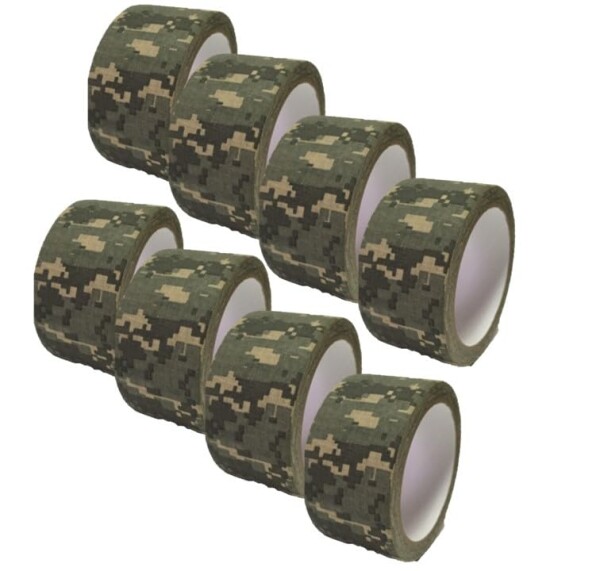 安芸熊屋 しっかり貼れる 迷彩 カモフラージュテープ ミリタリーテープ 布テープ (8, デジタル迷彩)