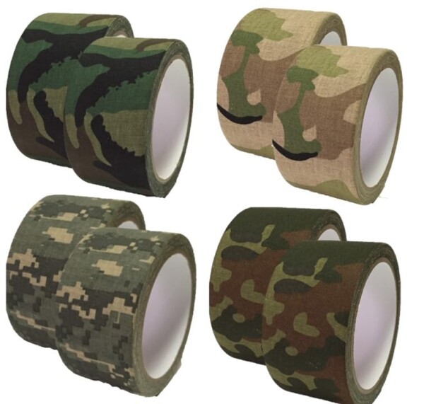 安芸熊屋 しっかり貼れる 迷彩 カモフラージュテープ ミリタリーテープ 布テープ (8, ミックス)