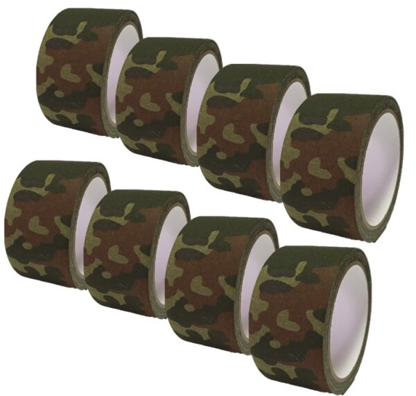 安芸熊屋 しっかり貼れる 迷彩 カモフラージュテープ ミリタリーテープ 布テープ (8, ダッグハンター迷彩)