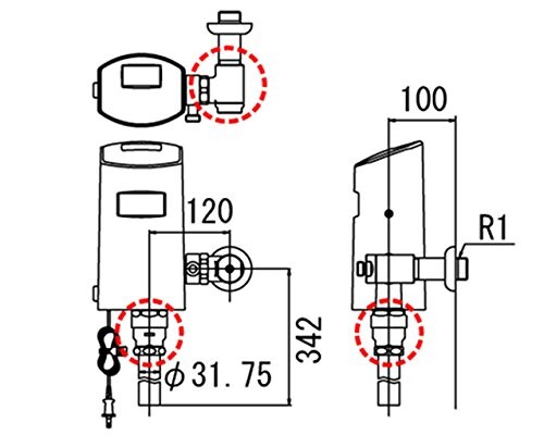 LIXIL(リクシル) INAX オート閃光電球C 検出器一からだ付き シャワー幼児用便器自動小銃洗いもの相応う(壁水形) OKC-T7110SCW