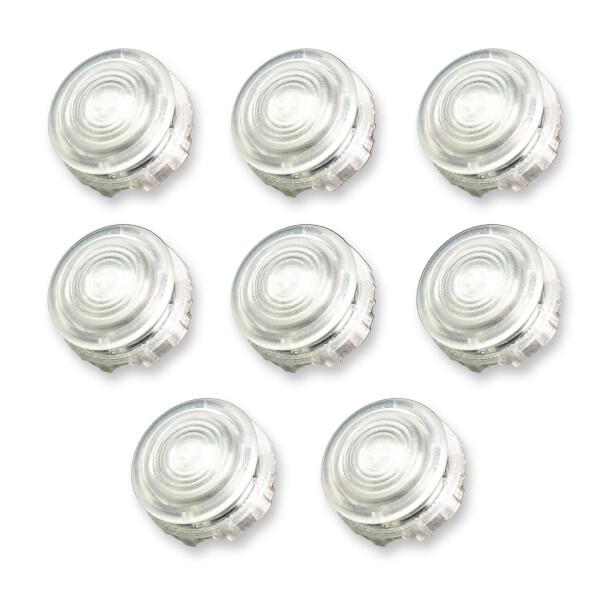 TIKITAKA FTG アケコン ABSボタン 8個セット 30mm/24mm 作動点0.5mm霞軸 ねじ式 アケコン、レバーレス ボタン交換にも対応 マット加工で滑り止め、汗に強い設計 (クリア白, 24mm)
