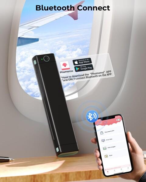 Phomemo M08F モバイルプリンター 無線サーマルプリンター Bluetoothポータブルプリンター A4 熱転写 スマホ対応 PC対応 210mm×297mm A4感熱紙対応 ビジネスと家庭に適している 黒と緑_1