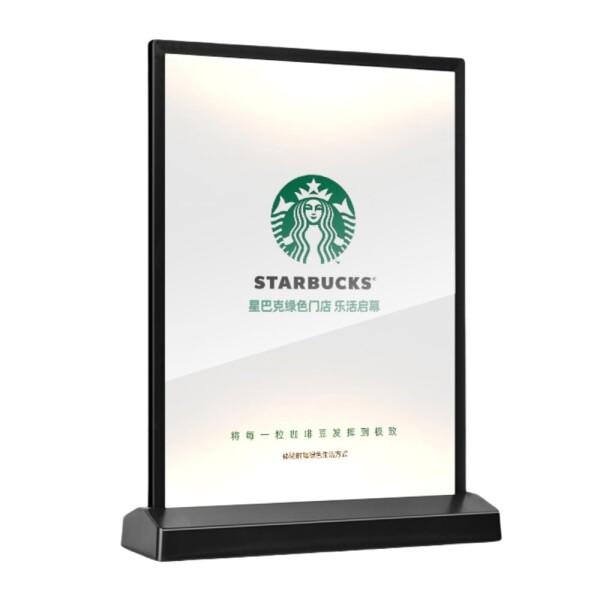 SVIAO LED サインホルダー 発光メニュースタンド A4 LEDライトボックス デスクトップ 広告ディスプレイ、メニューホルダー バー レストラン用 (白色光バージョンT 字型，黒枠)