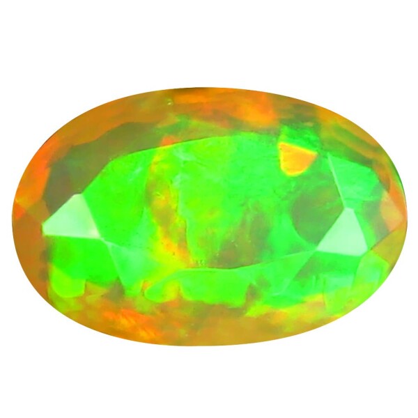 レインボーオパール ルースストーン 2.00 ct AAA+ Grade Faceted Oval Cut (11 x 8 mm) Un-Heated Ethiopian Rainbow Opal Genuine Loose Gemstone