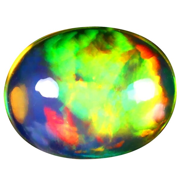 レインボーオパール ルースストーン 2.86 ct OVAL CABOCHON (12 x 9 mm) ETHIOPIAN 360 DEGREE FLASHING RAINBOW OPAL NATURAL LOOSE GEMSTONE