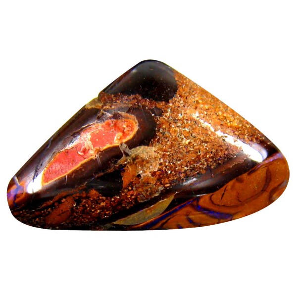 ボルダーオパール ルースストーン 5.12 ct Triangle Cabochon Shape (19 x 11 mm) Play of Colors Australian Koroit Boulder Opal Natural Gemstone