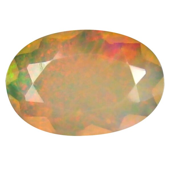 レインボーオパール ルースストーン 1.46 ct AAA+ Grade Faceted Oval Cut (11 x 8 mm) Un-Heated Ethiopian Rainbow Opal Genuine Loose Gemstone