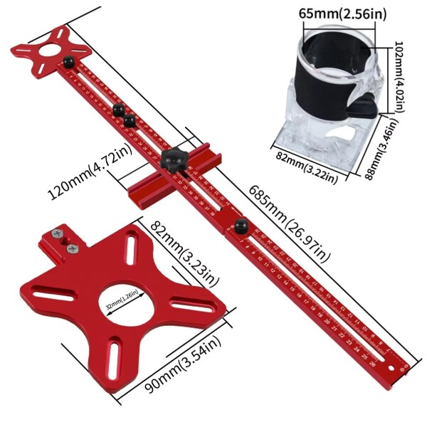 zmart 拡張 3 in 1 ルーター ミリング 溝 ブラケット 半径 9-61cm ルーター サークル カッティング ジグ 木工用アルミニウム キャビネット ハードウェア