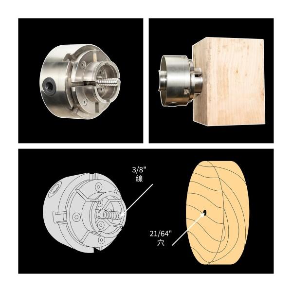 DEEFINE 4インチ木工旋盤チャックキット1''X 8 TPIネジと3/4''X 16 TPIアダプタ、ニッケルメッキ自定心4爪木工旋削チャック（1つのニップ）_2