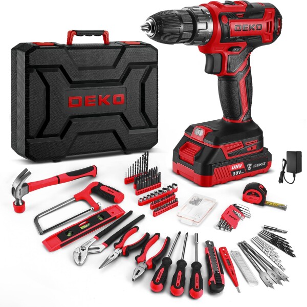 186点本組 工具セット ホームツールセット 家庭用 ツールセット 日曜大工 DIYセット 作業工具セット 家具の組み立て 住まいのメンテナンス用 修理道具セット 便利な収納ケース付き 赤