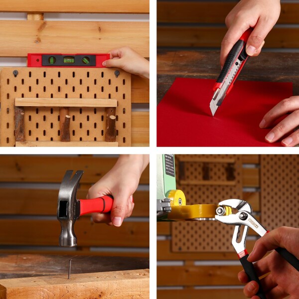 186点本組 工具セット ホームツールセット 家庭用 ツールセット 日曜大工 DIYセット 作業工具セット 家具の組み立て 住まいのメンテナンス用 修理道具セット 便利な収納ケース付き 赤_6