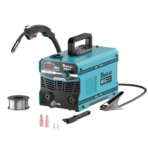 TTAMPLAR 半自動溶接機 TPM135 ノンガスMIG溶接 液晶表示 インバーター搭載 100V専用 ノンガス溶接機 小型 軽量 家庭用 初心者向け 日本語説明書 DIY簡単な修理