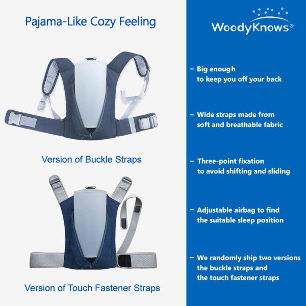 WoodyKnows のモデル 2024 横向き寝用バックパックは、仰向け姿勢によるいびきや睡眠の問題を軽減し、いびき対策に役立ちます（ S 1個入）_5