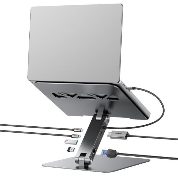 BENFEI ノートパソコンスタンド USB C 6in1 ドッキングステーション、HDMI 4K@60Hz、ギガビットイーサネット、100W 電源供給、10Gbps 1*USB C 3.2 および 2*USB A 3.2 MacBook Pro/Air、iPad Pro、XPS、Thinkpad と互