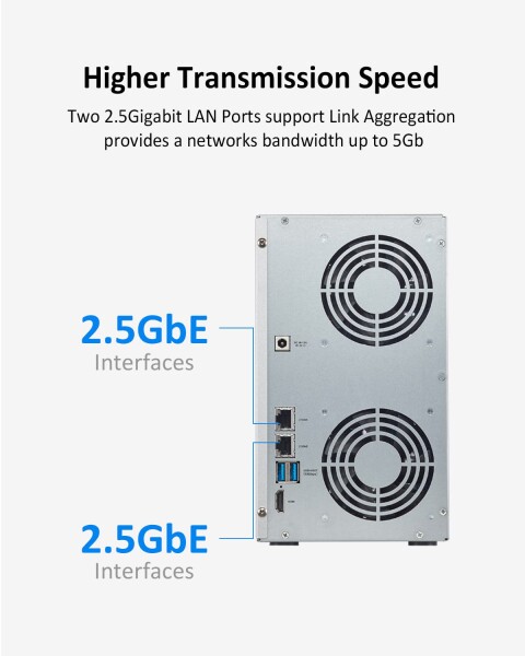 TerraMaster T6-423 6ベイ ハイパフォーマンスNAS 中小企業に最適 N5095 QuadCore CPU 4GB DDR4 ネットワークアタッチトストレージ 2x 2.5GbEポート (HDD付属なし)_2