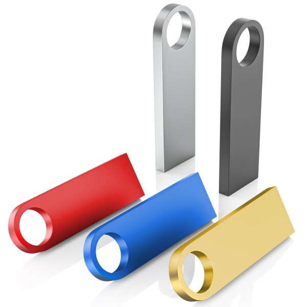 USBメモリ 64GB 5個セットキーチェーン付きWooolken 洗練されたメタルUSB 2.0サムドライブ メモリスティック PC ノートパソコン用