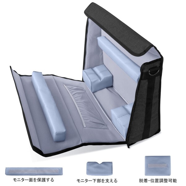 Damero imac用バッグ 27インチ imac 持ち運び トートバッグ 周辺機器収納ポケット付き 黒_1