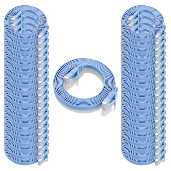 フラットケーブル LANケーブル 3m UTP Cat6 ストレート 3m*50本 ブルー「１つパッケージ50本が含まれています」