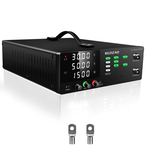 RUZIZAO 高出力可変直流電源 30V 50A 1500W 直流安定化電源 出力スイッチ付き/OCP（過電流保護）＆OVP（過電圧保護） / メモリ機能/エンコーダノブ / 4 桁 LED ディスプレイ/ロックボタン