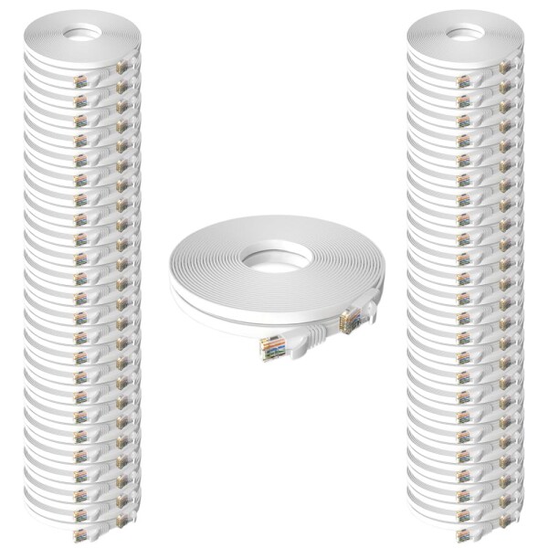 フラットケーブル LANケーブル 3m UTP Cat6 ストレート 3m*50本 ホワイト「１つパッケージ50本が含まれています」