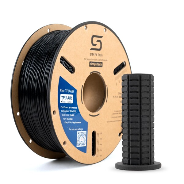 Siraya Tech Flex TPU Air - 軽量アクティブフォームフレキシブル3Dフィラメント 硬度65A-82A 調節可能 高速印刷 使いやすい ウェアラブル/スポーツ用品/ソフトプロトタイプ用 (ブラック 1kg)