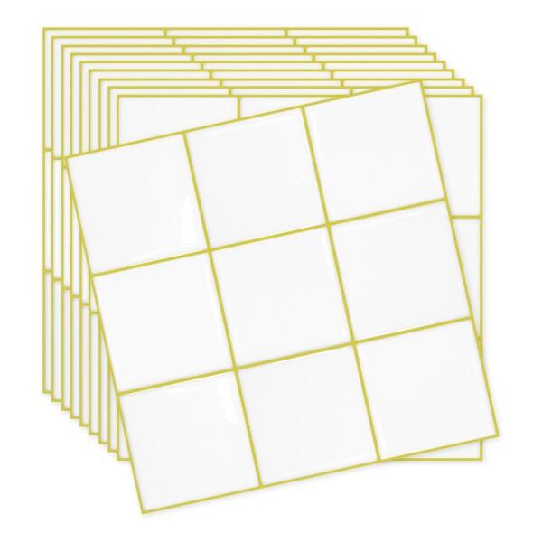 MORCART タイルシール 防水 耐熱 キッチン 洗面所 トイレ DIY 家具やアイテムの装飾 モザイクタイルシート 壁紙シール 3D リメイクシート (25x25cm, 20枚, チェック・ホワイト×ライトライム)