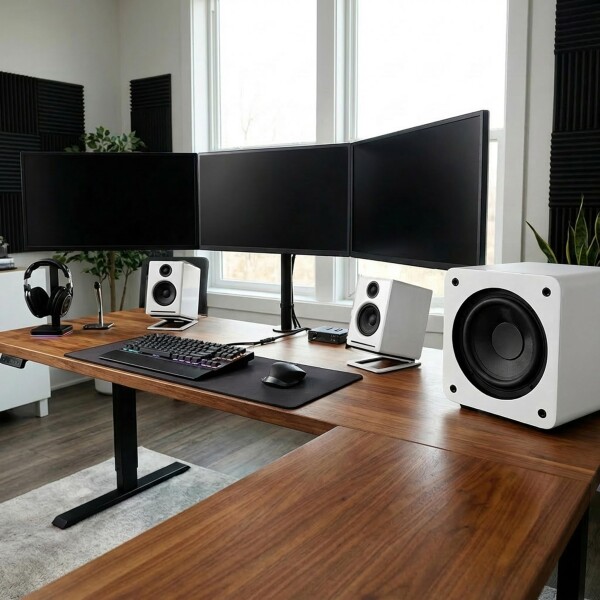 Audioengine A2+ Next Gen ホームミュージックシステム with Bluetooth aptX-HD、PCスピーカー for 音楽愛好家、ゲーマー (ハイグロスホワイト)_6