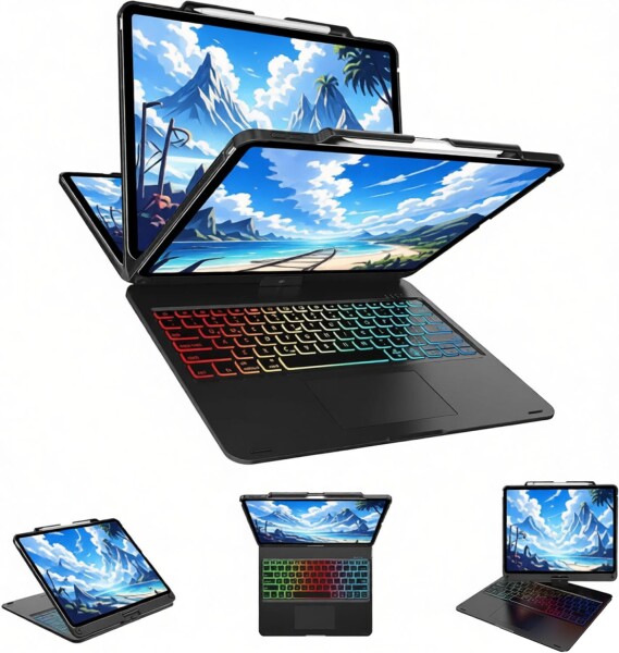 IVEOPPE iPad Air 13インチ ケースM3/M2 (2025/2024) iPad マジックキーボード Pro 第6/5/4/3世代 12.9インチ対応 高精度タッチパッド付きケース 360度回転/180度反転 英語配列 遅延なし 7色バックライト Ty 10,317円