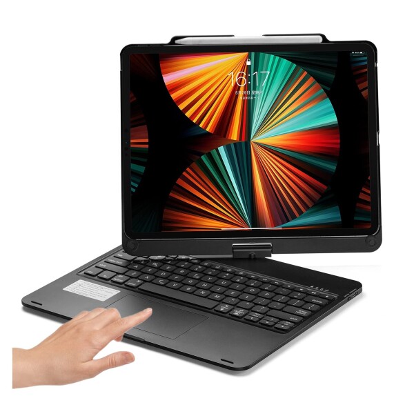 360度回転 iPadAir13インチ (M3,M2)/ iPadPro13インチ M5/M4用の キーボードケース タッチパッド付き iPadPro12.9インチ 第/5/4/3世代用の キーボードカバー 一体型 バックライト 折り畳みトラックパッ