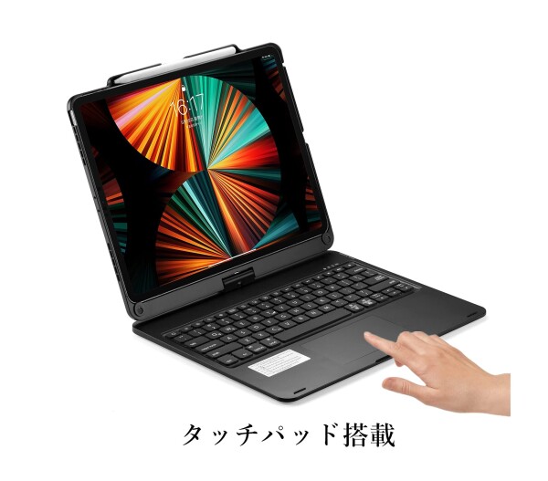 360度回転 iPadAir13インチ (M3,M2)/ iPadPro13インチ M5/M4用の キーボードケース タッチパッド付き iPadPro12.9インチ 第/5/4/3世代用の キーボードカバー 一体型 バックライト 折り畳みトラックパッ_1