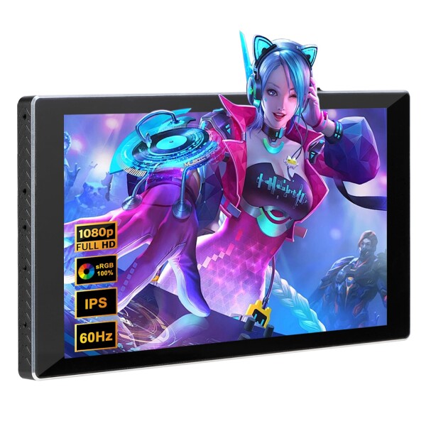 7インチ ポータブルモニター タッチスクリーン、ミニモニターIPS 1080P（1920×1080）60Hz、LCDディスプレイ セカンドスクリーン 小型USB C・HDMIモニター、ゲーミング用スイッチ/PS5/Xbox/ラップ