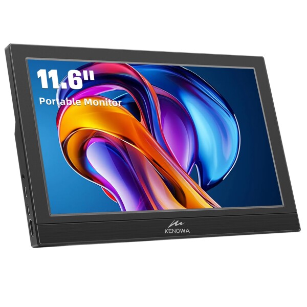 Kenowa USB-Cモバイルモニター 11.6インチ1920x1080P 解像度モバイルディスプレイポータブルモニター 超軽量16:9画像比 USB Type-C/HDMI/内蔵スピーカー/IPSパネル/VESA対応PS5/Switch/XBOX/PC/Macスマホなど