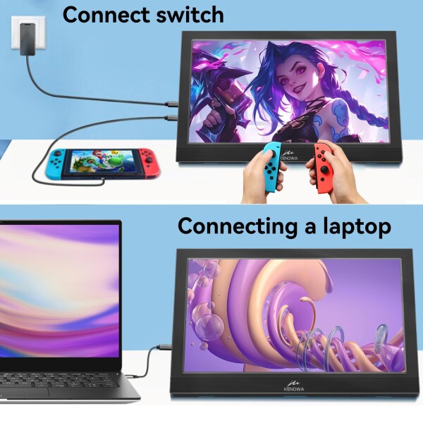 Kenowa USB-Cモバイルモニター 11.6インチ1920x1080P 解像度モバイルディスプレイポータブルモニター 超軽量16:9画像比 USB Type-C/HDMI/内蔵スピーカー/IPSパネル/VESA対応PS5/Switch/XBOX/PC/Macスマホなど_2