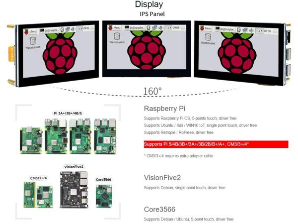 waveshare 4.3インチ DSI LCDディスプレイ Raspberry Pi 4B/3B+/3A+/3B/2B/B+/A+/Compute Module 3+/3/4 800×480 タッチスクリーン容量性IPSスクリーンモニター Raspbian/Ubuntu/Kali /WIN10 IoT/Retropie対応_2