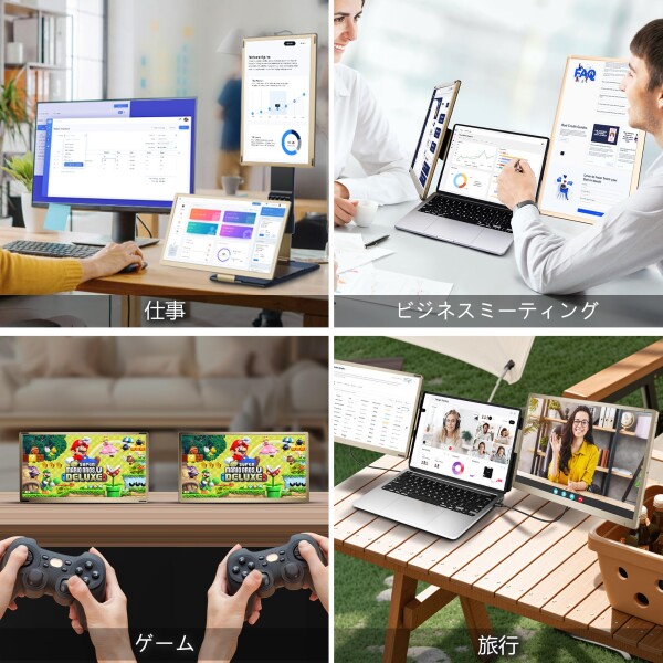 Laptomo トリプルモニター 15.6インチ FHD 1080P デュアルモバイル