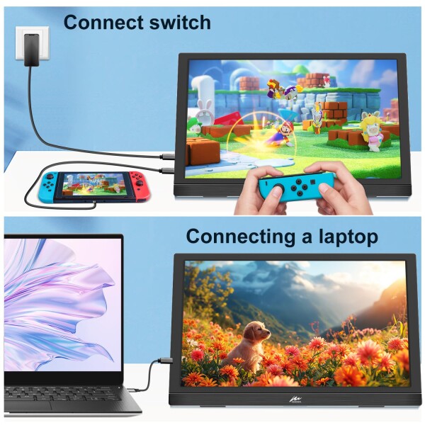 モバイルモニター 13.3インチ Kenowa 小型モニター HD 1366*768 解像度 スピーカー内蔵 60Hz 5ms 薄型 Type-C 標準HDMIポートPC/Computer/Laptop/Raspberry pi/PS4/XBOX/Switchなど対応_2