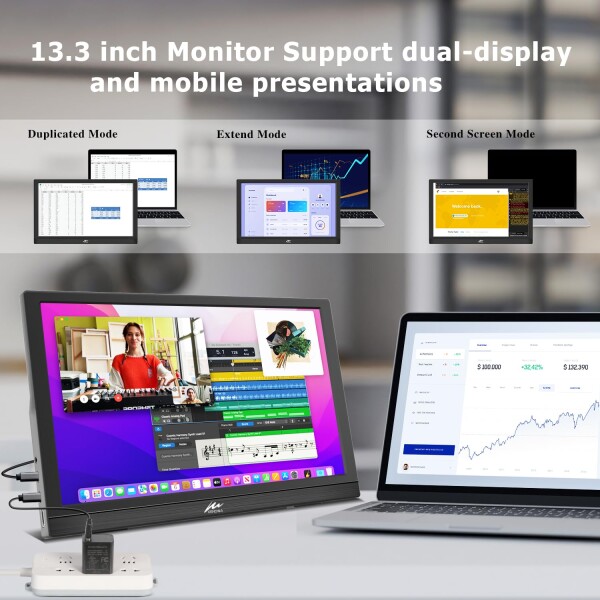 モバイルモニター 13.3インチ Kenowa 小型モニター HD 1366*768 解像度 スピーカー内蔵 60Hz 5ms 薄型 Type-C 標準HDMIポートPC/Computer/Laptop/Raspberry pi/PS4/XBOX/Switchなど対応_5