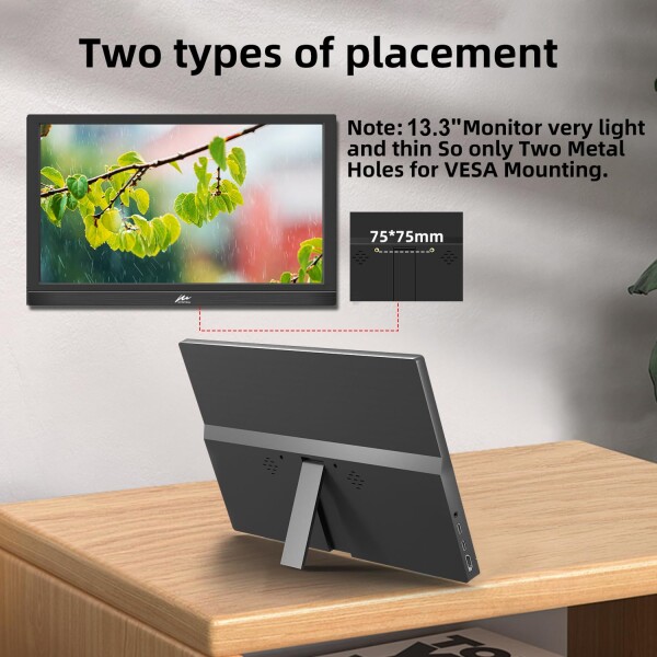 モバイルモニター 13.3インチ Kenowa 小型モニター HD 1366*768 解像度 スピーカー内蔵 60Hz 5ms 薄型 Type-C 標準HDMIポートPC/Computer/Laptop/Raspberry pi/PS4/XBOX/Switchなど対応_6