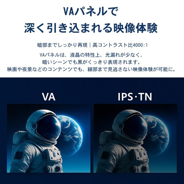 千選千品 モニター 21.5インチ VAパネル フルHD 100Hz 1ms HDMI VGA 非光沢 ブルーライトカット FreeSync VESA対応 角度調整可能 ゲーム/テレワーク向け_3