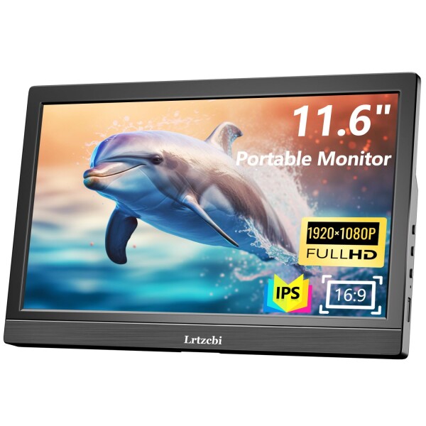 モバイルモニター 11.6インチ Lrtzcbi 軽量モバイルディスプレイIPSスクリーン,60HZ,FHD 1920x1080 178°視野,HDMI/USB Type-C ポートミニPC・ノートPC/PS4/Xbox/Switch/Computerなど対応, ポータブルモニター,75*