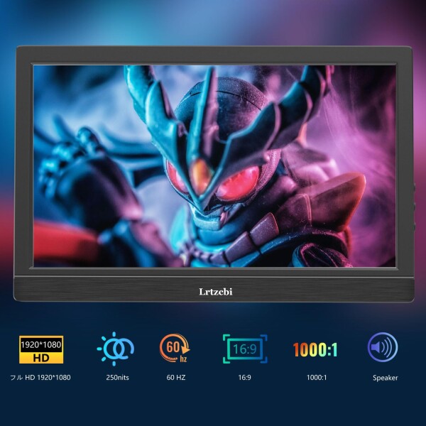 モバイルモニター 11.6インチ Lrtzcbi 軽量モバイルディスプレイIPSスクリーン,60HZ,FHD 1920x1080 178°視野,HDMI/USB Type-C ポートミニPC・ノートPC/PS4/Xbox/Switch/Computerなど対応, ポータブルモニター,75*_4