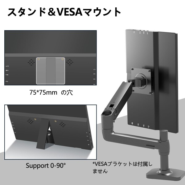 モバイルモニター 11.6インチ Lrtzcbi 軽量モバイルディスプレイIPSスクリーン,60HZ,FHD 1920x1080 178°視野,HDMI/USB Type-C ポートミニPC・ノートPC/PS4/Xbox/Switch/Computerなど対応, ポータブルモニター,75*_5